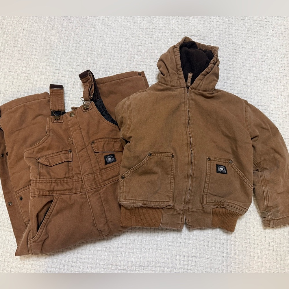Polar King by Key kids small brown overall and jacket set.